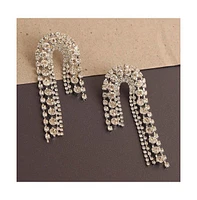 Sohi Women's White Bling Drop Earrings