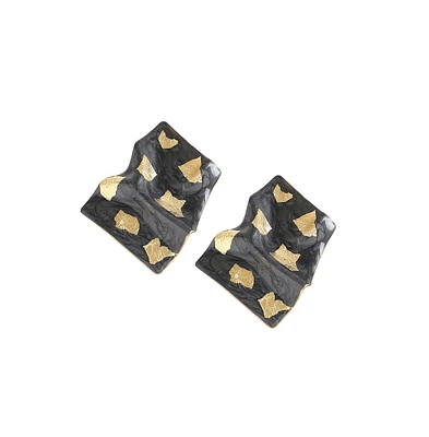 Sohi Women's Green Foil Drop Earrings