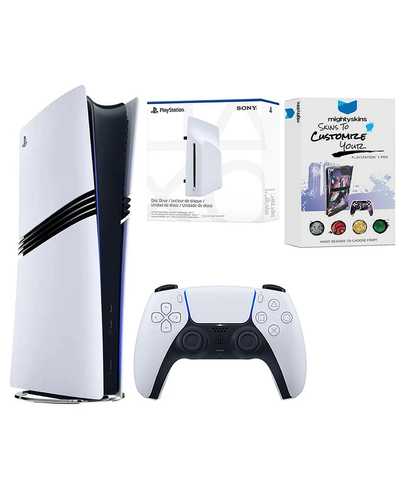 Sony PlayStation 5 Pro Digital Bundle with Disc Drive, Vertical Stand and MightySkins Voucher