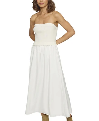 Central Park West Women's Tube Dress With Woven Skirt