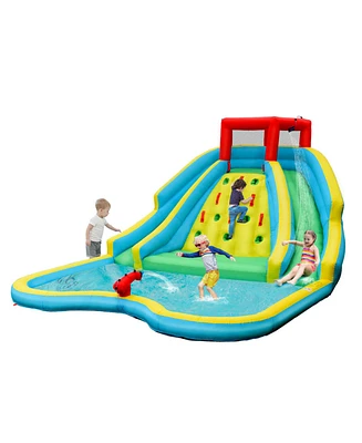 Double Side Inflatable Water Slide Park with Climbing Wall for Outdoor