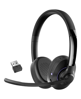 Delton 60X Wireless Headset with Noise Cancelling Microphone for Work, Bluetooth Headset for Calls with Usb Dongle, Specially Designed for Ms Team, Me