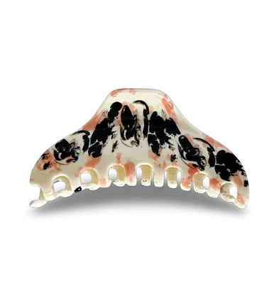 Large Claw Clip - Black + Coral Marble