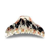 Large Claw Clip - Black + Coral Marble