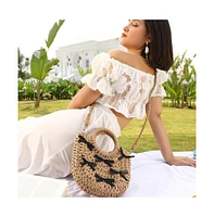 Women's The Bow-Straw Hand Bag - Tan Brown