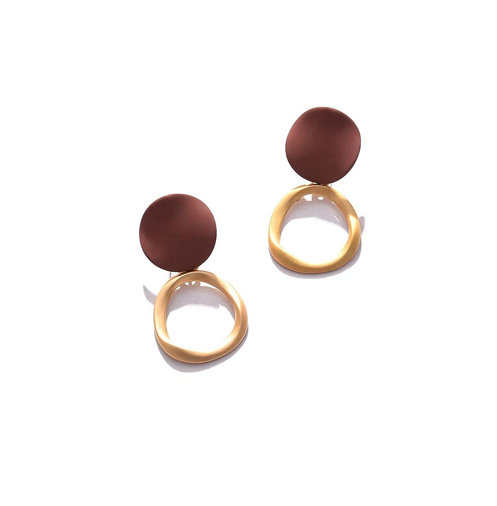 Sohi Women's Red Colourblock Circular Earrings