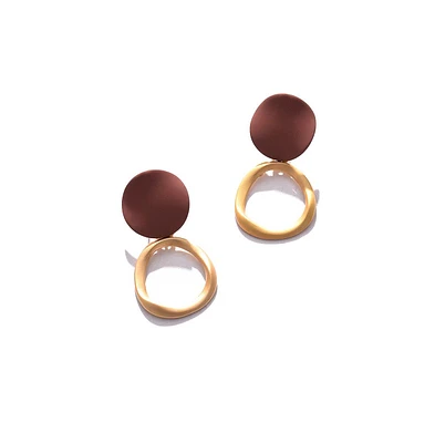 Sohi Women's Red Colourblock Circular Earrings