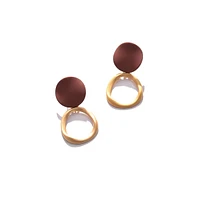 Sohi Women's Red Colourblock Circular Earrings