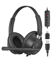 Delton 42Y Usb Headset with Mic, Hi-Fi Stereo Sound, Over-Ear Computer Headset with Noise Cancelling Microphone, In-Line Controls, Compatible with Pc,