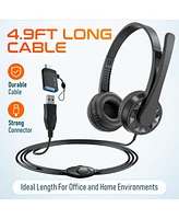 Delton 12Y Computer Headset with Microphone, In-Line Controls, Wired Headphones for Pc/Laptop/Mac, Compatible with Microsoft Teams, Google Meet, and M