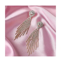 Sohi Women's Silver Embellished Drop Earrings