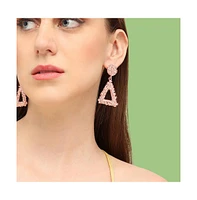 Sohi Women's Red Corroded Drop Earrings