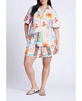 Eloquii Plus Relaxed Short Sleeve Button Down