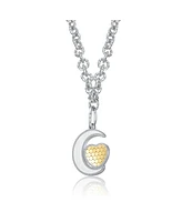 Two-Tone Crescent Moon & Heart Pendant