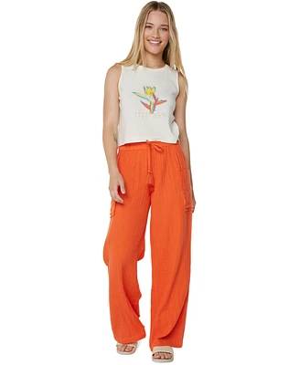 Roxy Juniors' Sea Goldie Wide-Leg Cotton Pants