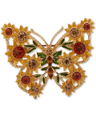 Anne Klein Gold-Tone Butterfly Sunflower Wing Pin