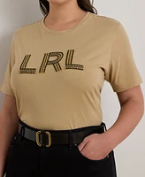 Lauren Ralph Plus Beaded-Logo Cotton Jersey Tee