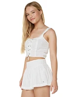 Roxy Juniors' Hazel Cotton Eyelet Corset Top
