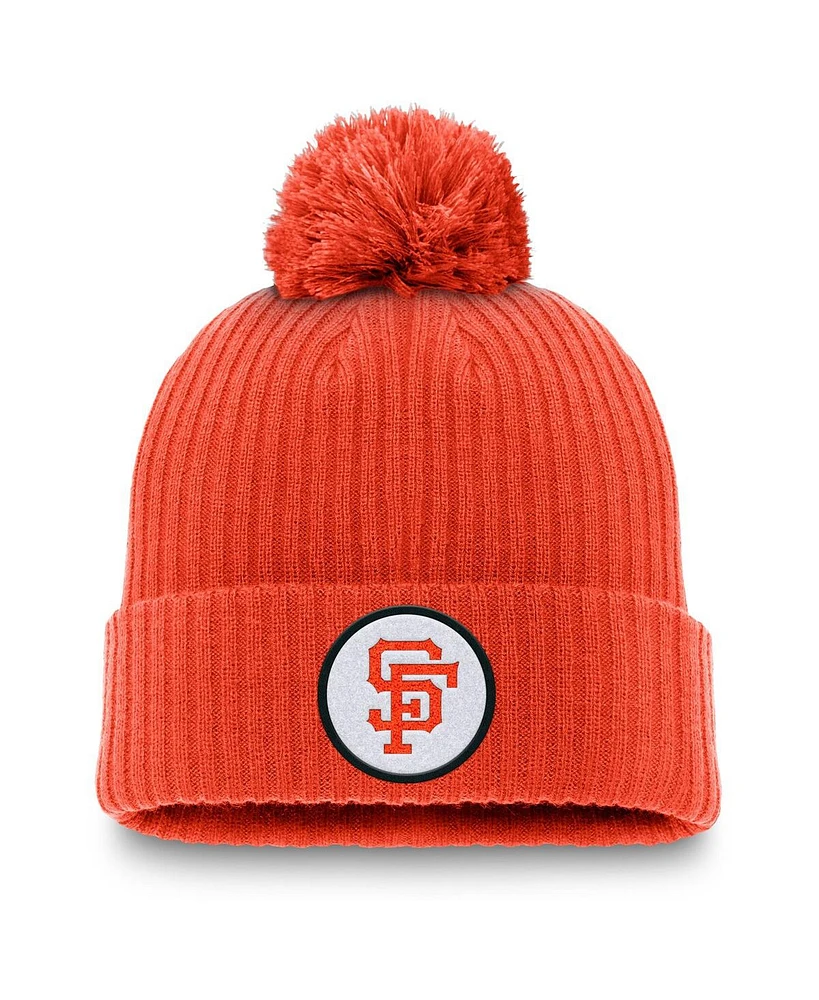 Nike Men's Orange San Francisco Giants Cooperstown Collection Patch Cuffed Knit with Pom Hat