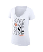 G-iii 4Her by Carl Banks Women's White San Francisco Giants Love Graphic Team V-Neck Fitted T-Shirt
