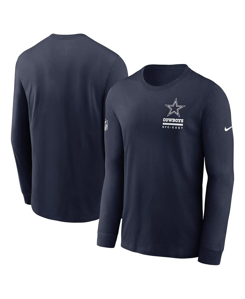 Nike Men's Navy Dallas Cowboys Sideline Performance Long Sleeve T-Shirt