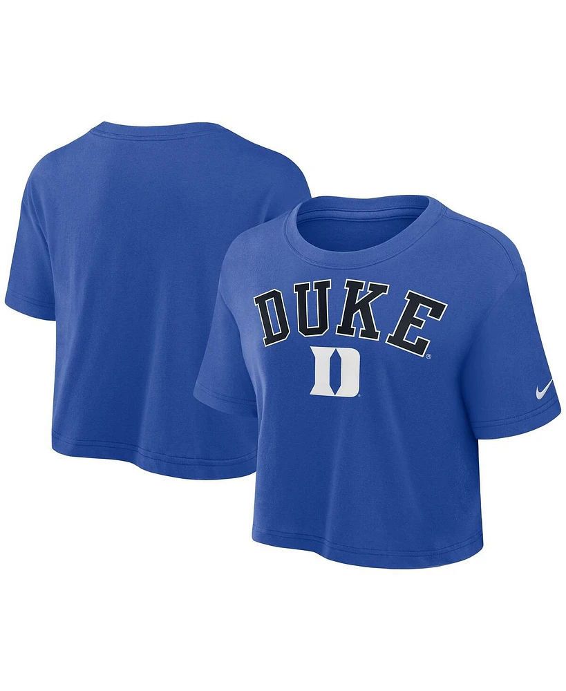 Nike Women's Royal Duke Blue Devils Athletic Prep Arch Performance Cropped T-Shirt