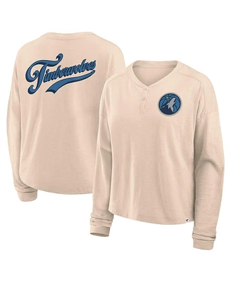 Fanatics Women's Natural Minnesota Timberwolves Boxed Out Drop Fashion Long Sleeve T-Shirt