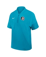 Nike Men's Turquoise Florida State Seminoles 2025 Sideline Short Sleeve Quarter-Zip Coach Jacket