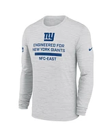 Nike Men's Ash New York Giants Sideline Velocity Performance Long Sleeve T-Shirt
