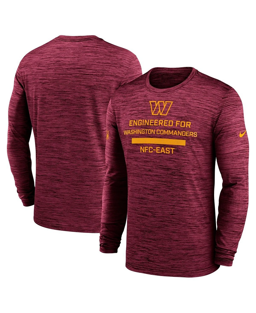 Nike Men's Burgundy Washington Commanders Sideline Velocity Performance Long Sleeve T-Shirt