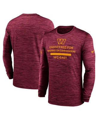Nike Men's Burgundy Washington Commanders Sideline Velocity Performance Long Sleeve T-Shirt