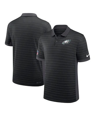Nike Men's Black Philadelphia Eagles Sideline Victory Stripe Performance Polo Shirt