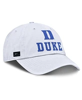 Nike Men's White Duke Blue Devils 2025 Sideline Club Adjustable Hat