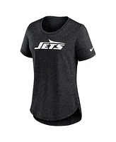 Nike Women's Heather Black New York Jets Tri-Blend Fashion T-Shirt