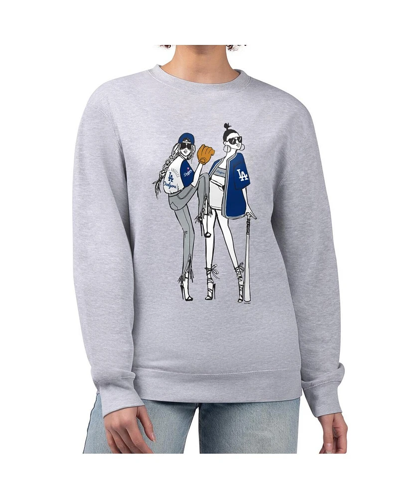 G-iii 4Her by Carl Banks Women's Heather Gray Los Angeles Dodgers Baseball Girls Fleece Pullover Sweatshirt