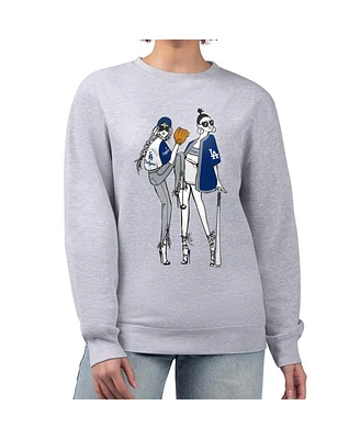 G-iii 4Her by Carl Banks Women's Heather Gray Los Angeles Dodgers Baseball Girls Fleece Pullover Sweatshirt