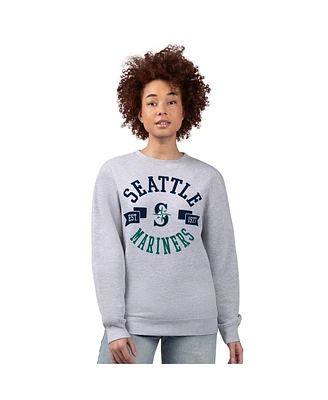 G-iii 4Her by Carl Banks Women's Heather Gray Seattle Mariners Team Logo Fleece Pullover Sweatshirt
