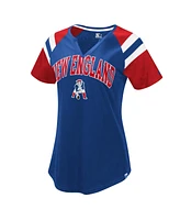Starter Women's Royal New England Patriots Game on Notch Neck Raglan T-Shirt