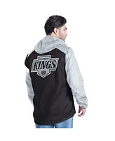G-iii Sports by Carl Banks Men's Black/Silver Los Angeles Kings Lateral Half-Zip Hoodie Jacket