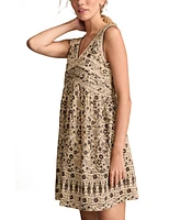 Lucky Brand Women's Cotton Floral V-Neck Mini Dress