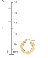 Polished Twisted Small Hoop Earrings in 14k Gold, 0.87"