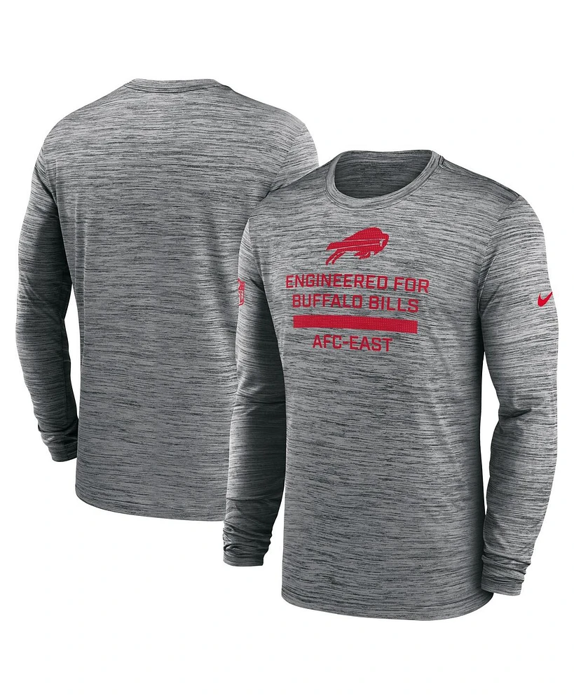 Nike Men's Gray Buffalo Bills Sideline Velocity Performance Long Sleeve T-Shirt
