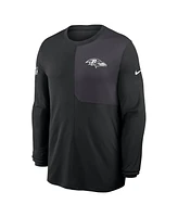 Nike Men's Black Baltimore Ravens Sideline Coach Uv Performance Long Sleeve T-Shirt