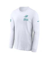 Nike Men's White Miami Dolphins Sideline Performance Long Sleeve T-Shirt