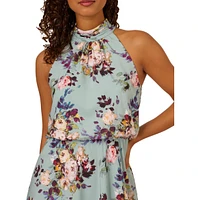 Adrianna Papell Women's Halter Chiffon Midi Dress