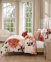 Bebejan Hazy Blossom 100% Cotton Sateen 5 Piece Queen Size Reversible Comforter Set