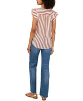 Vince Camuto Women's Striped V-Neck Cap-Sleeve Shirt