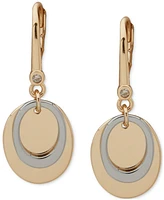 Dkny Two-Tone Oval Shaky Crystal Faceted Drop Earrings
