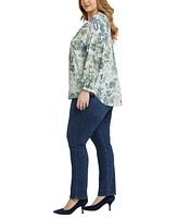 Nydj Plus Paulina Peasant Blouse Long Sleeve Top