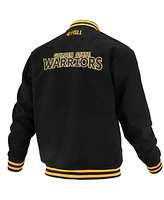 Fisll Men's and Women's Black Golden State Warriors Logoman Shadow Collection Full-Snap Varsity Jacket